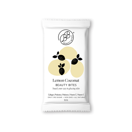 Lemon Coconut Beauty Bites packaging on a white background