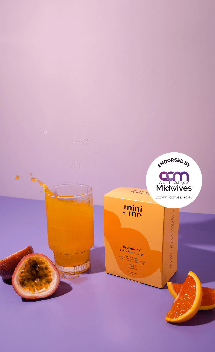 Hydramama by Mini + Me, pregnancy safe hydration drink endorsed by the Australian College of Midwives