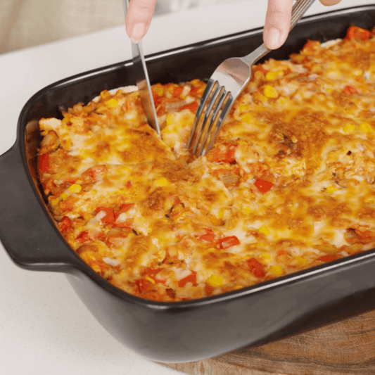 Pulled Chicken Enchilada Tray Bake