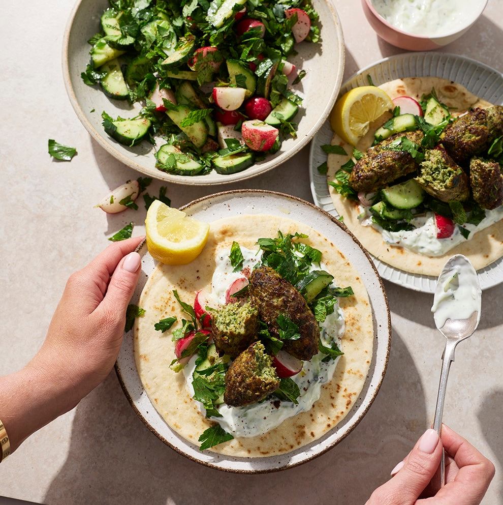 Lamb and Pistachio Koftas with Tzatziki and Flatbread