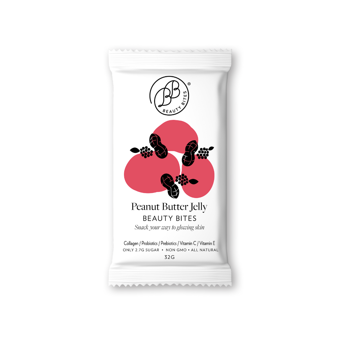 Peanut Butter Jelly Beauty Bites packaging on a white background