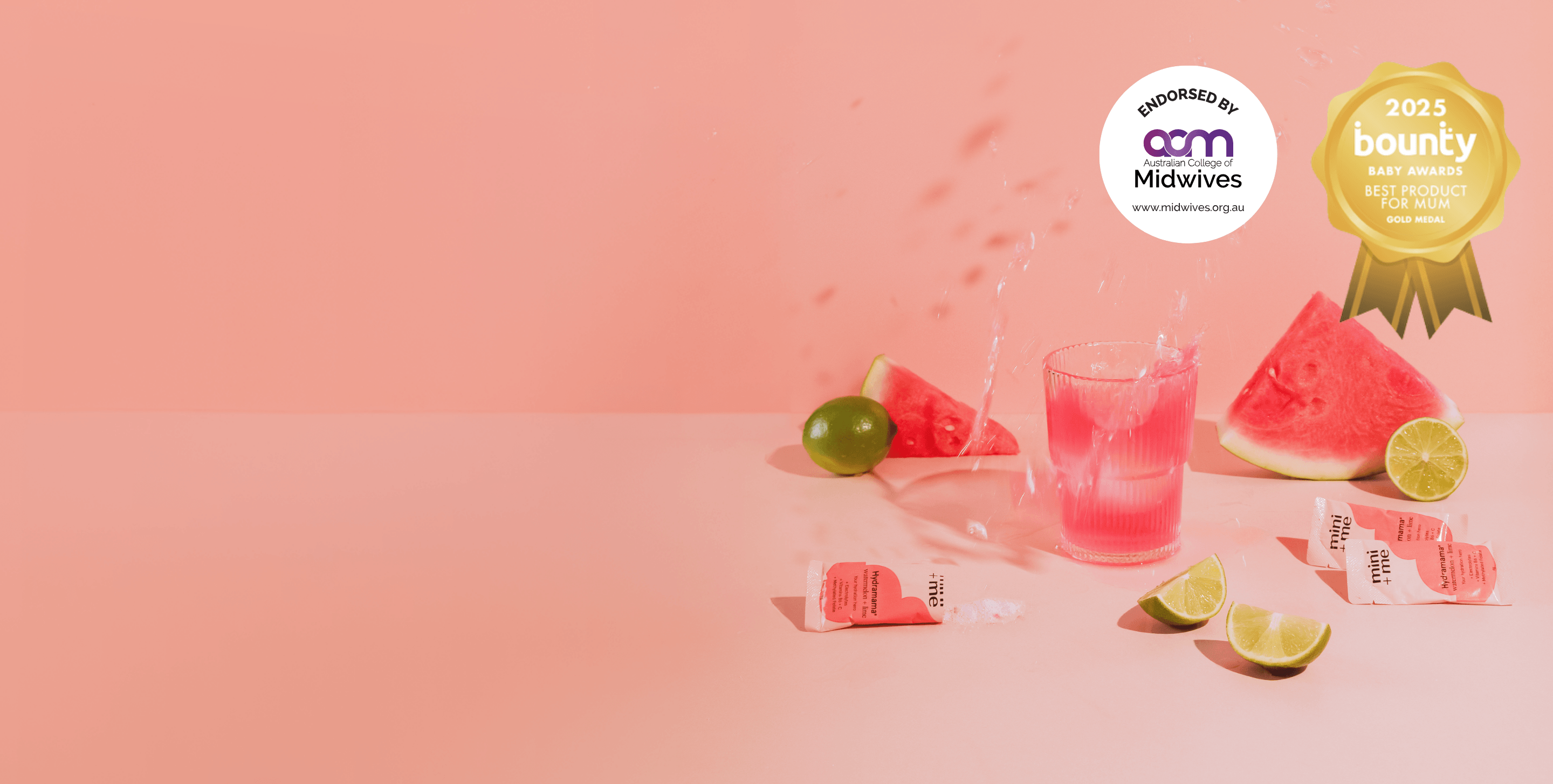 Hydramama Watermelon and Lime Hydration Drink. Pregnancy and Postpartum Support.