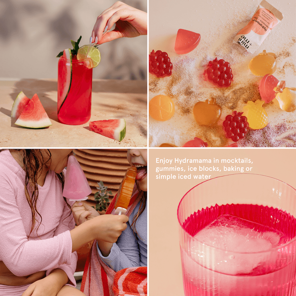 Enjoy your Hydramama Watermelon + Lime in mocktails, gummies, ice blocks, baking or simple iced water.